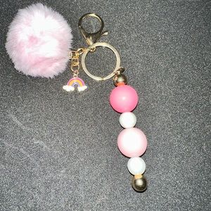 Pink beaded keychain